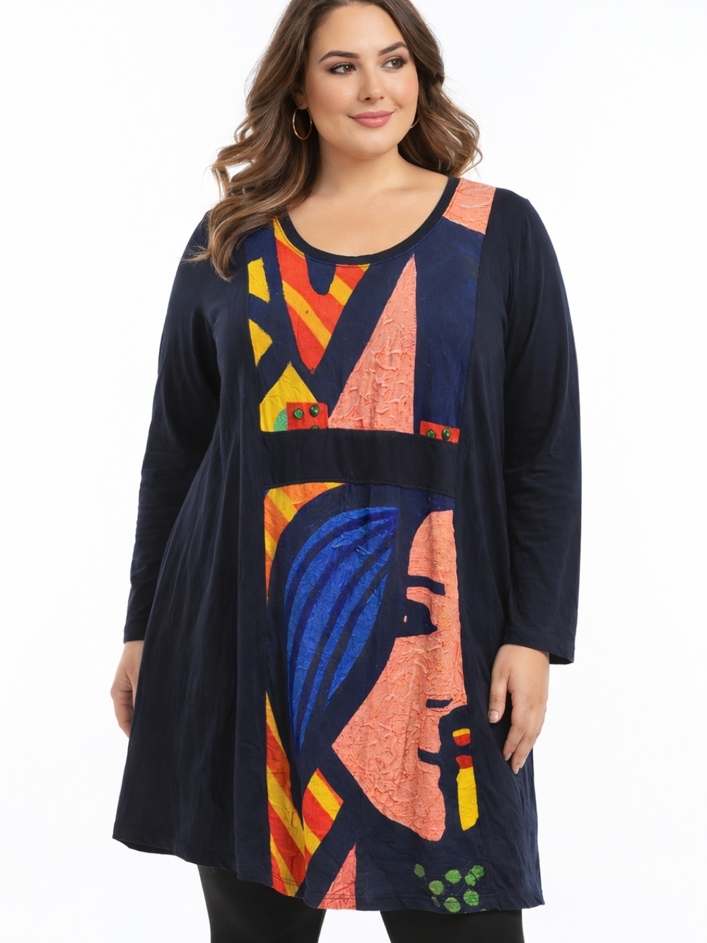 Simply Art By Dolcezza Tunic Dress Colorful Abstract Lagenlook Size Large